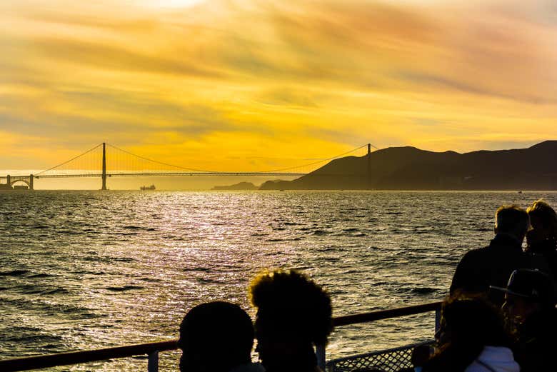 Sailing around San Francisco at sunset